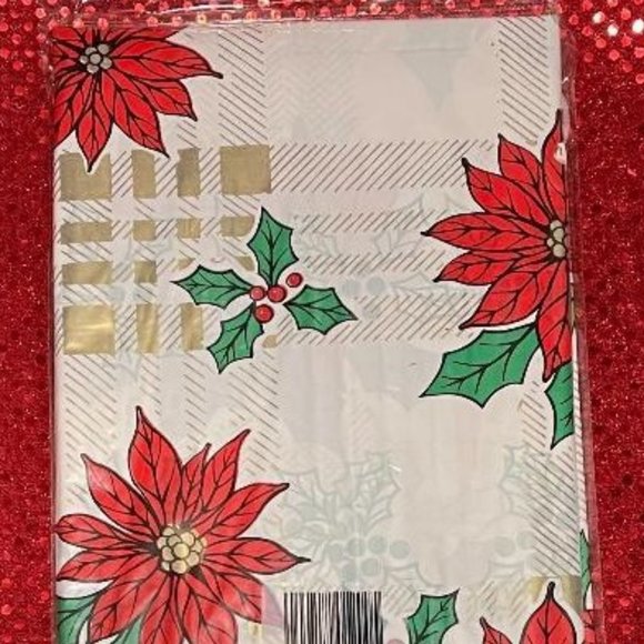 BETTER HOME CHRISTMAS 52" X 90" TABLECLOTH ~ WIPES CLEAN WATERPROOF PLASTIC - Picture 2 of 5